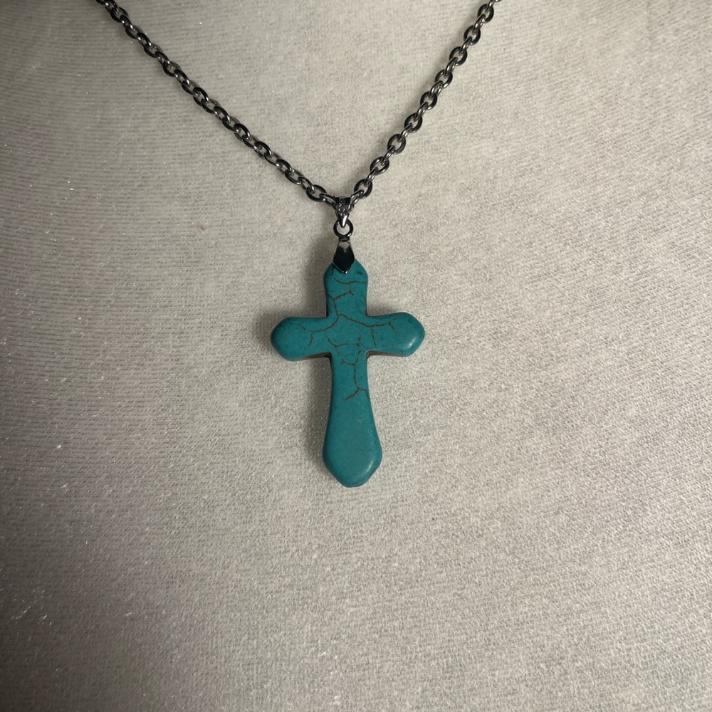 Two Chic Turquoise Cross Necklaces